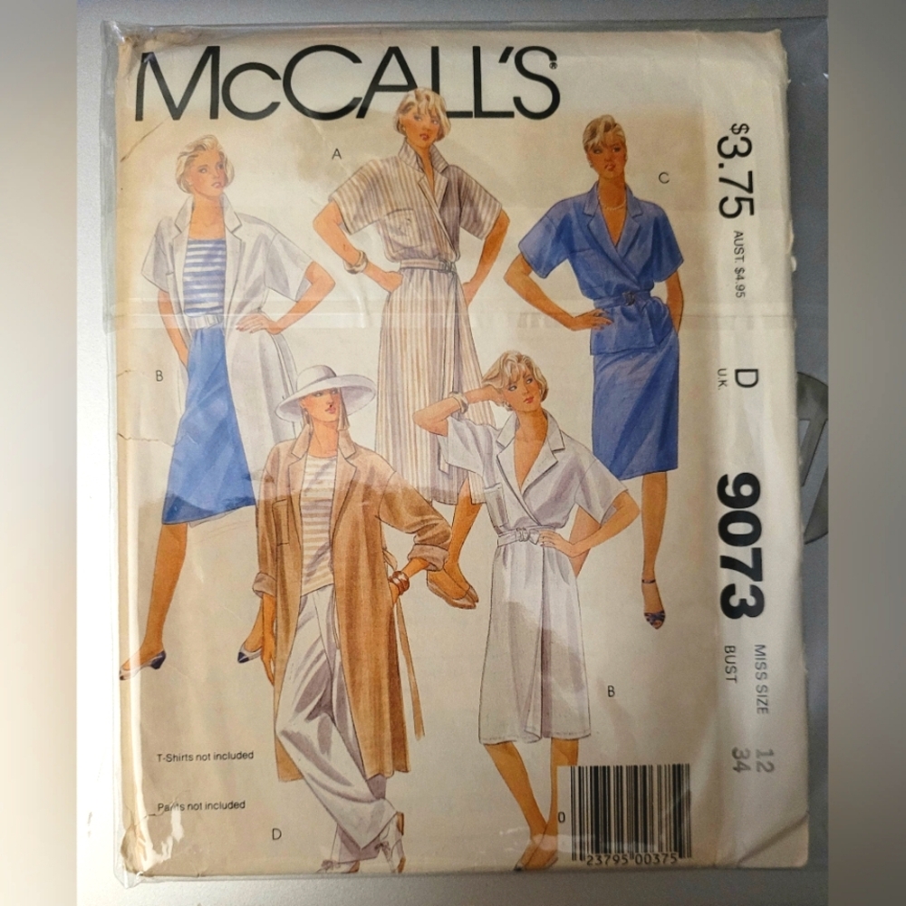 McCall's Pattern 9073 - Misses' Dress and Long Jacket Misses Size 12 Bust 34"